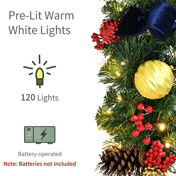 Puleo International 6ft. LED Ornaments & Pinecone Adorned Garland