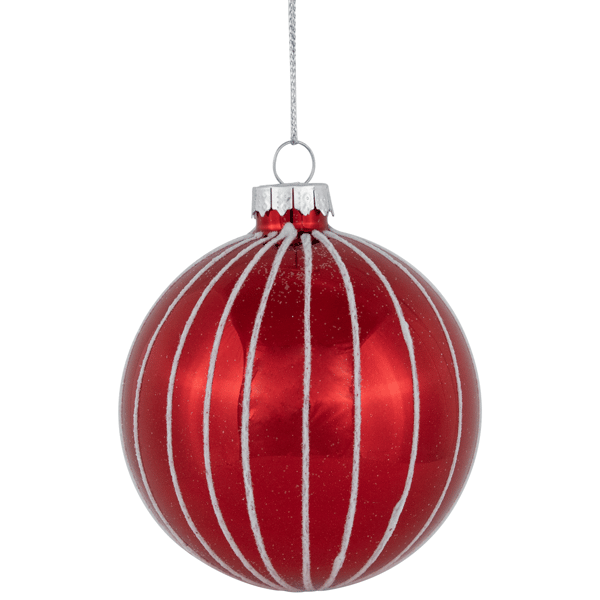 Northlight 4ct Shiny Red Striped Glass Ball Christmas Ornaments