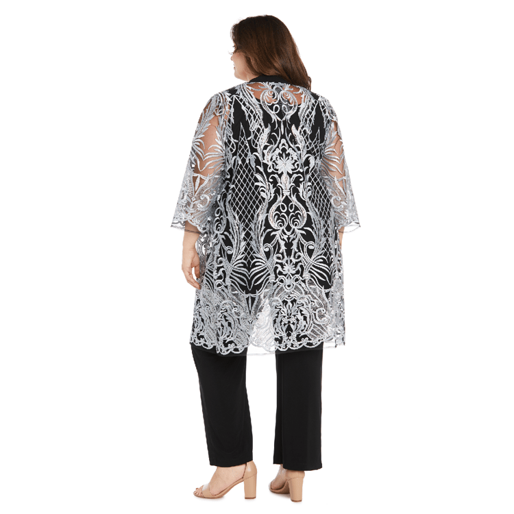Plus Size R&M Richards Sequin Embroidered Damask Pant Set