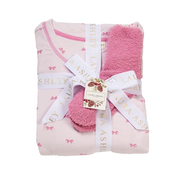 Womens Laura Ashley&#174; Bows Joggers Pajama Set w/Socks