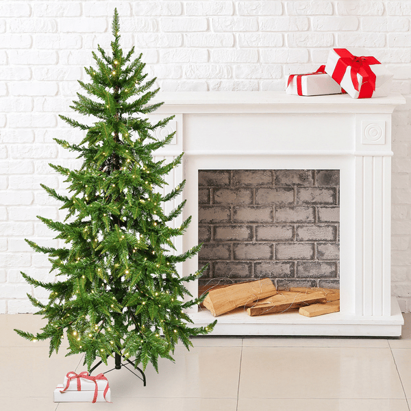 Santa''s Workshop 6ft. Pre-Lit LED Lights Green PVC Tree