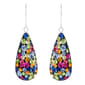Brass Silver Plated Multi Color Crystal Drop Earrings - image 2