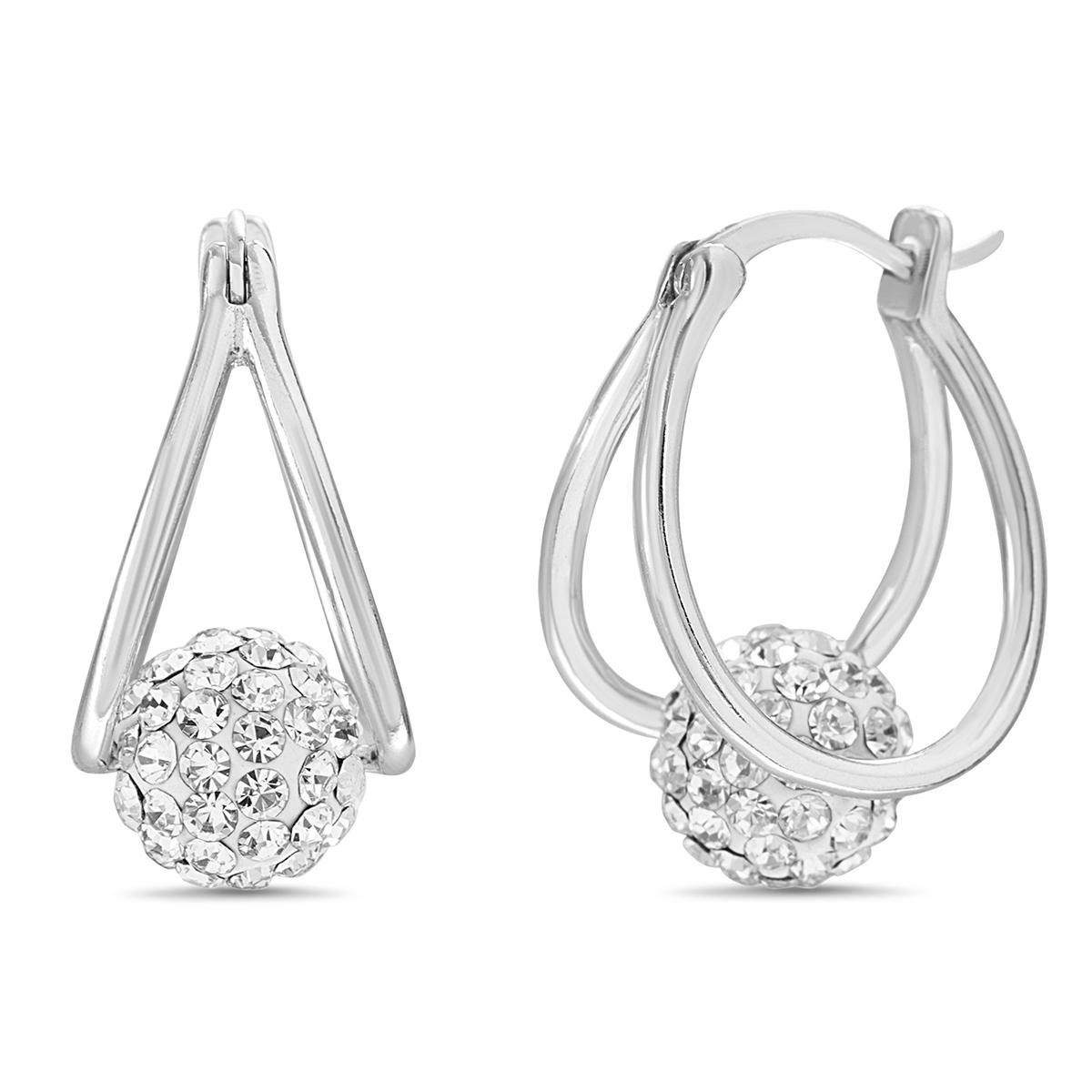Austrian Crystal Brass Fireball Split Hoop Earrings