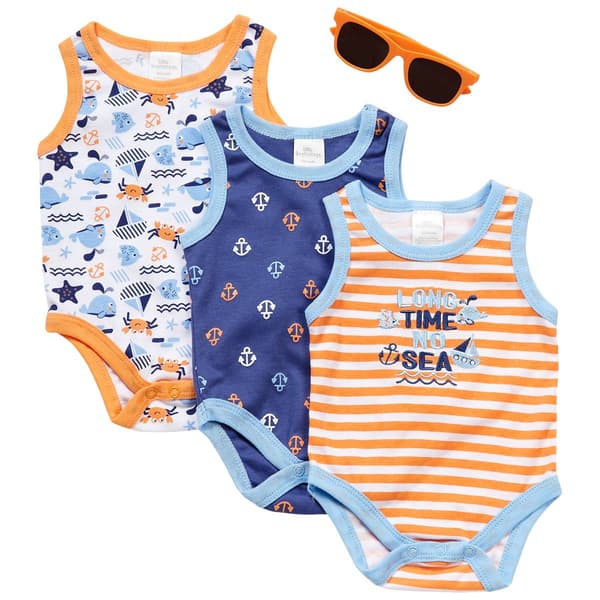 Baby Boy &#40;3-9M&#41; Little Beginnings&#40;R&#41; 3pk. Sea Tank Bodysuits - image 