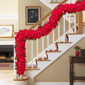 Puleo International 6ft. Pre-Lit Red Poinsettia Garland - image 3