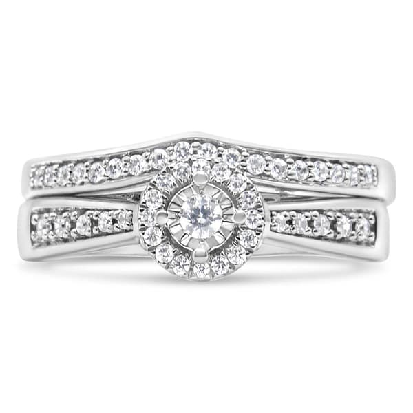 Haus of Brilliance Sterling Silver 1/3ctw. Diamond Bridal Set