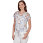 Womens Hearts of Palm Cool & Collected Textured Open Knit Blouse - image 3