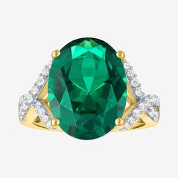 Gemstone Classics(tm) Lab Grown Emerald & Sapphire Oval Cocktail Ri