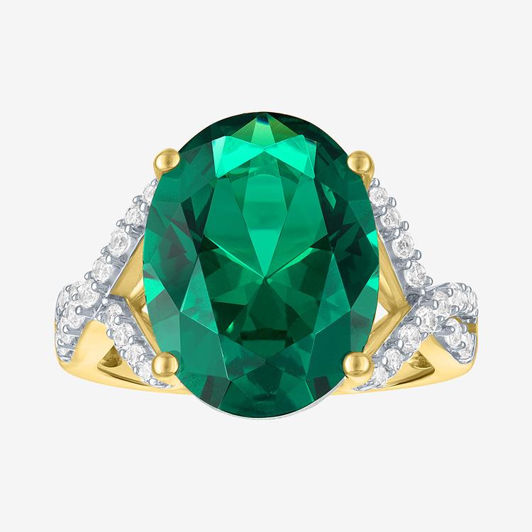 Gemstone Classics(tm) Lab Grown Emerald & Sapphire Oval Cocktail Ri
