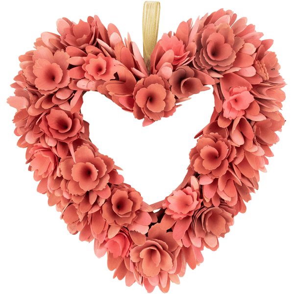 Northlight 14in. Wooden Floral Heart Valentine''s Day Wreath