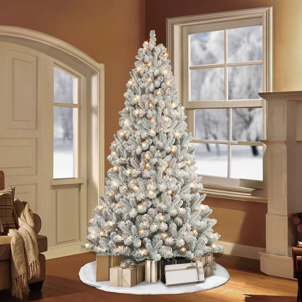 Puleo International 6ft. Pre-lit Flocked Virginia Pine Tree
