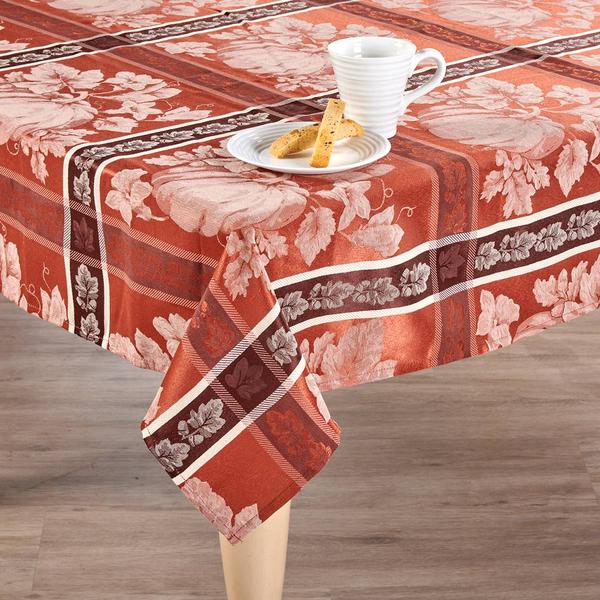 Grandeur Pumpkin Yarn Dyed Jacquard Tablecloth - image 