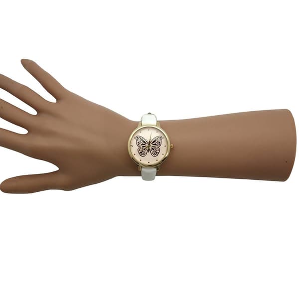 Womens Olivia Pratt™ Faux Leather Butterfly Face Watch - A916767