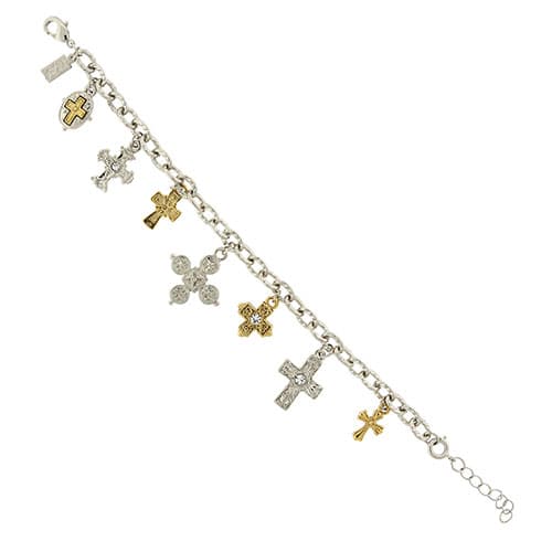 Symbols of Faith Adjustable Cross Charm Bracelet