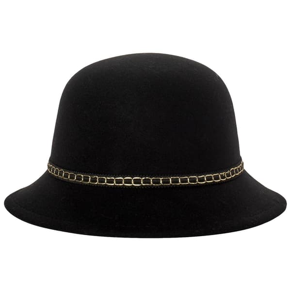 Womens Madd Hatter Gold Trim Cloche Hat - image 