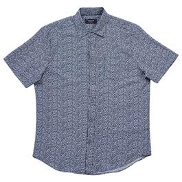 Mens Visitor Floral Stretch Button Down Shirt - Blue/White
