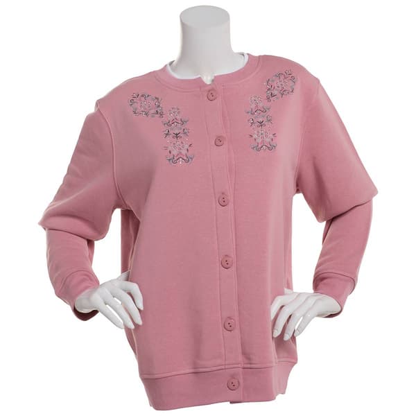 Plus Size Hasting & Smith Shimmering Floral Cardigan