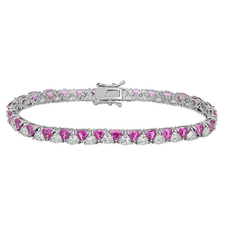 Gianni Argento Lab Grown Pink Sapphire Trillion Bracelet