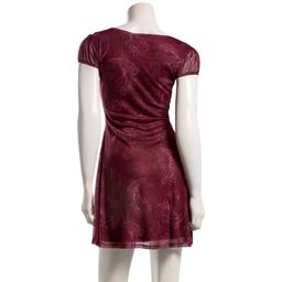 Juniors 7th & Hudson Mesh Cap Sleeve Sweetheart Skater Dress- Red