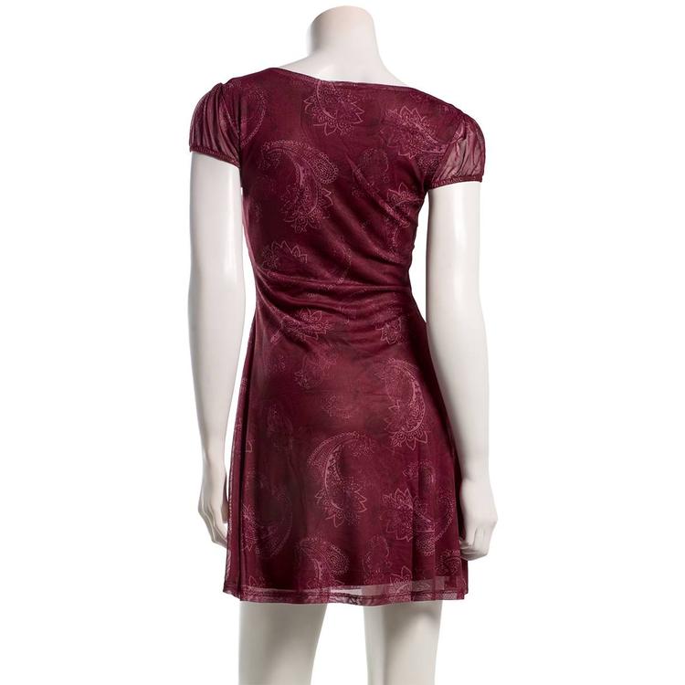 Juniors 7th & Hudson Mesh Cap Sleeve Sweetheart Skater Dress- Red