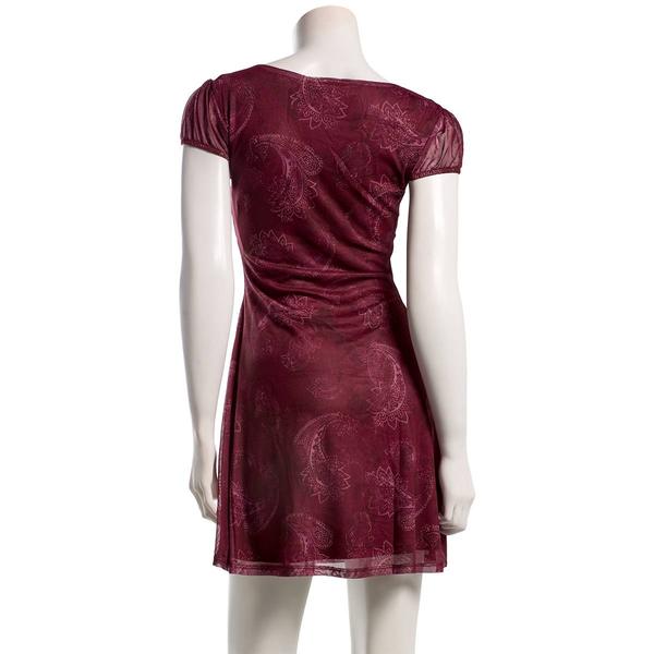 Juniors 7th & Hudson Mesh Cap Sleeve Sweetheart Skater Dress- Red