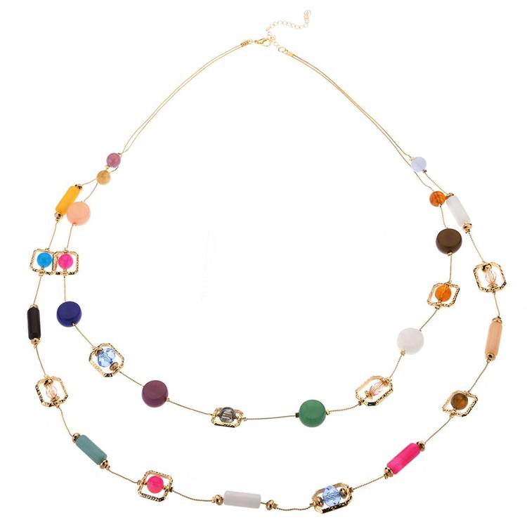 Ashley Cooper(tm) Multi Color Beaded Duo Layered Statement Necklace