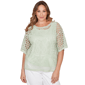 Plus Size Ruby Rd. Renaissance Romance Elbow Sleeve Lace Sweater - image 1