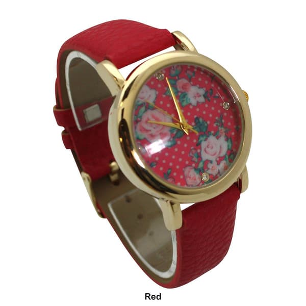 Womens Olivia Pratt&#8482; Solid Colors w/ Flower Details Watch -514265