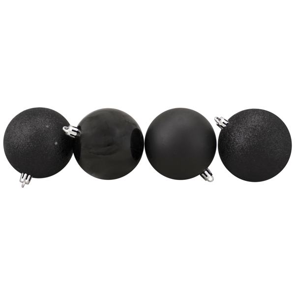 Northlight 16ct. Jet Black 4-Finish Christmas Ball Ornaments