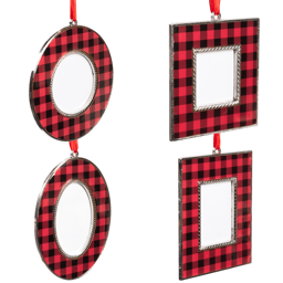 Northlight 4ct. Buffalo Plaid Photo Frame Christmas Ornaments