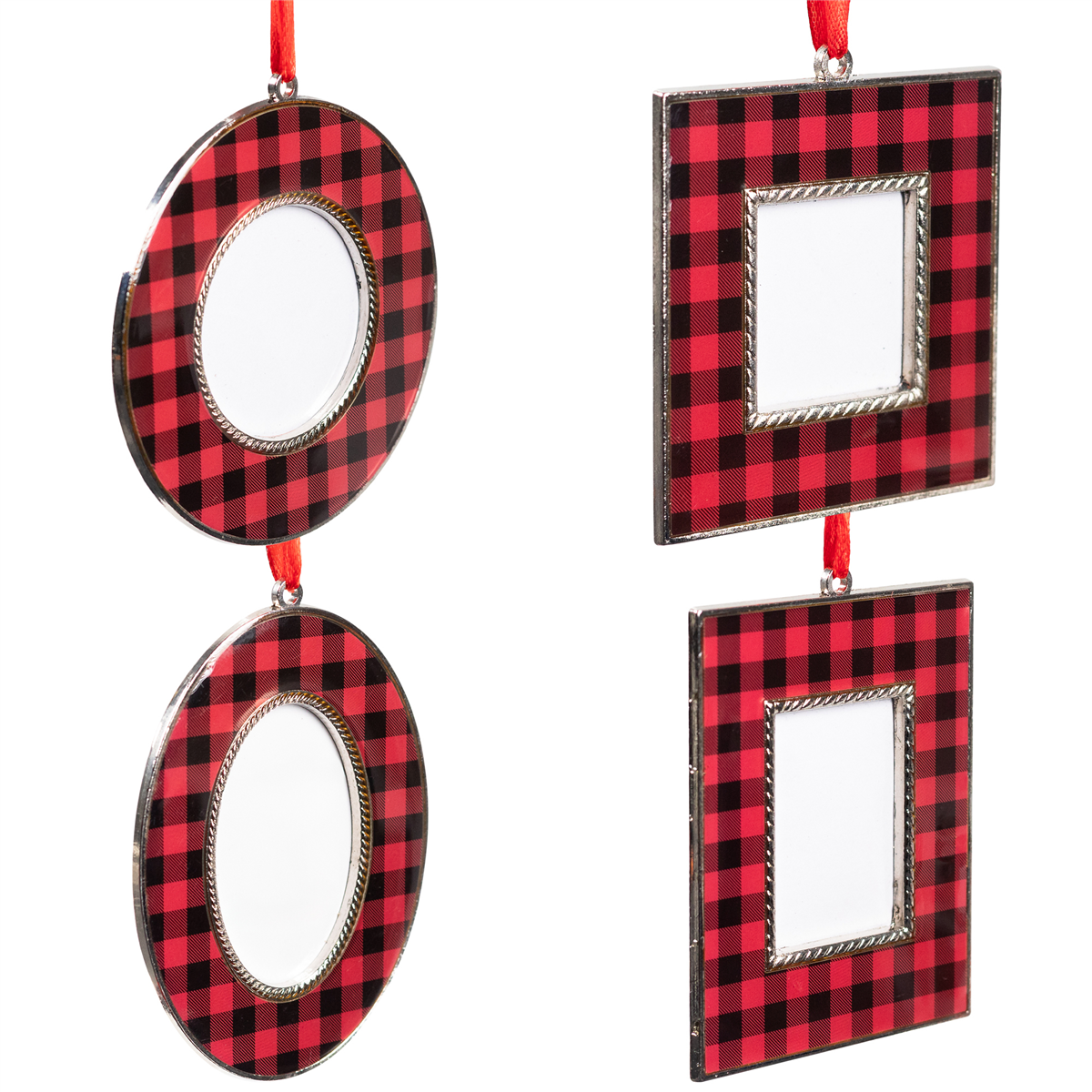Northlight 4ct. Buffalo Plaid Photo Frame Christmas Ornaments