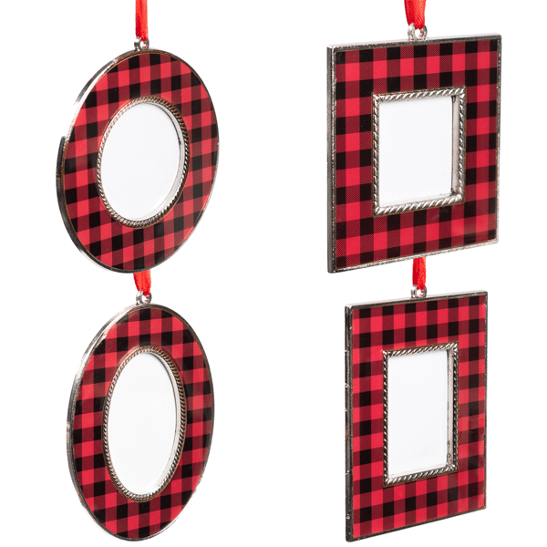 Northlight 4ct. Buffalo Plaid Photo Frame Christmas Ornaments