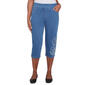 Womens Alfred Dunner Free Spirit Floral Applique Denim Capri - image 1