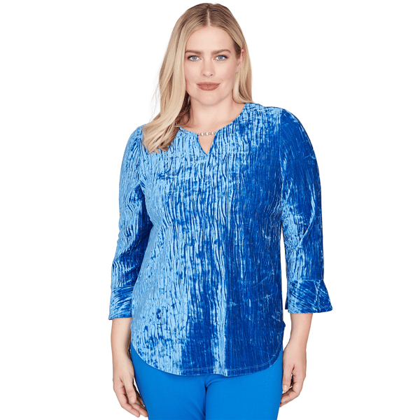 Womens Alfred Dunner Barcelona Crushed Velvet Keyhole Bell Sleev