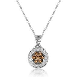 Le Vian(R) White Gold Brown & White Diamond Floral Cluster Pendant