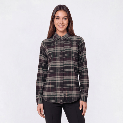 Plus Size Mountain Ridge Long Sleeve Plaid Flannel - Black Coffee - image 