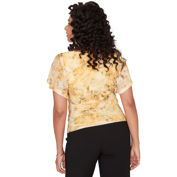Womens Emaline Limoncello Sunrise Drape Neck Abstract Blouse - image 
