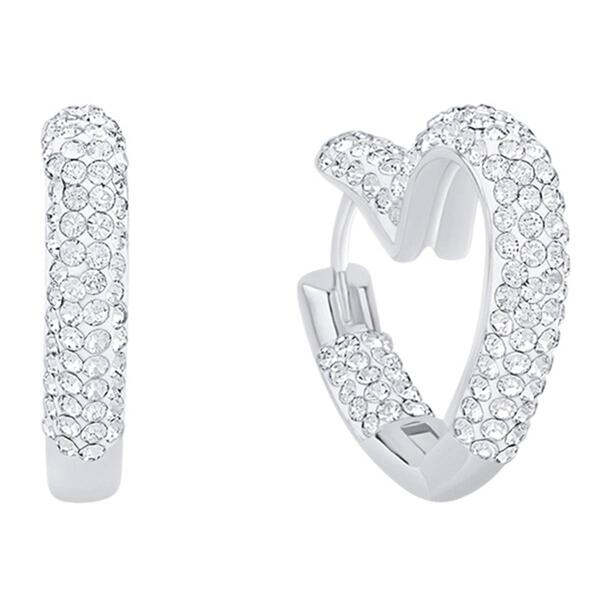 Marsala Silver Plated Pave Heart Hoop Earrings - image 
