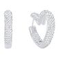 Marsala Silver Plated Pave Heart Hoop Earrings - image 1