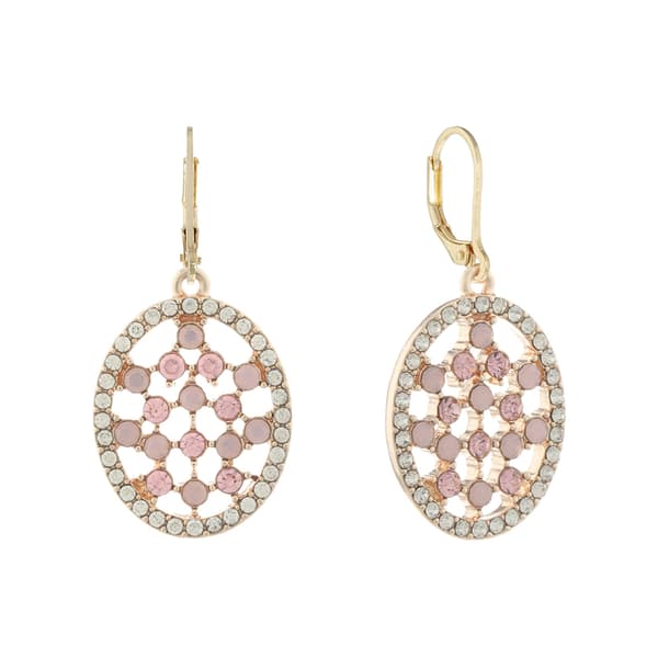 Gloria Vanderbilt Rose Gold-Tone & Pink Drop Earrings - image 