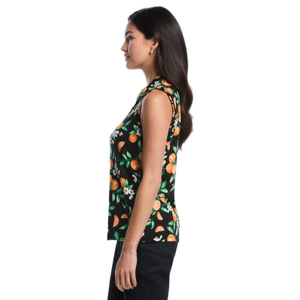 Womens Rafaella® Sleeveless Ruffle Trim Orange Blossom Polo