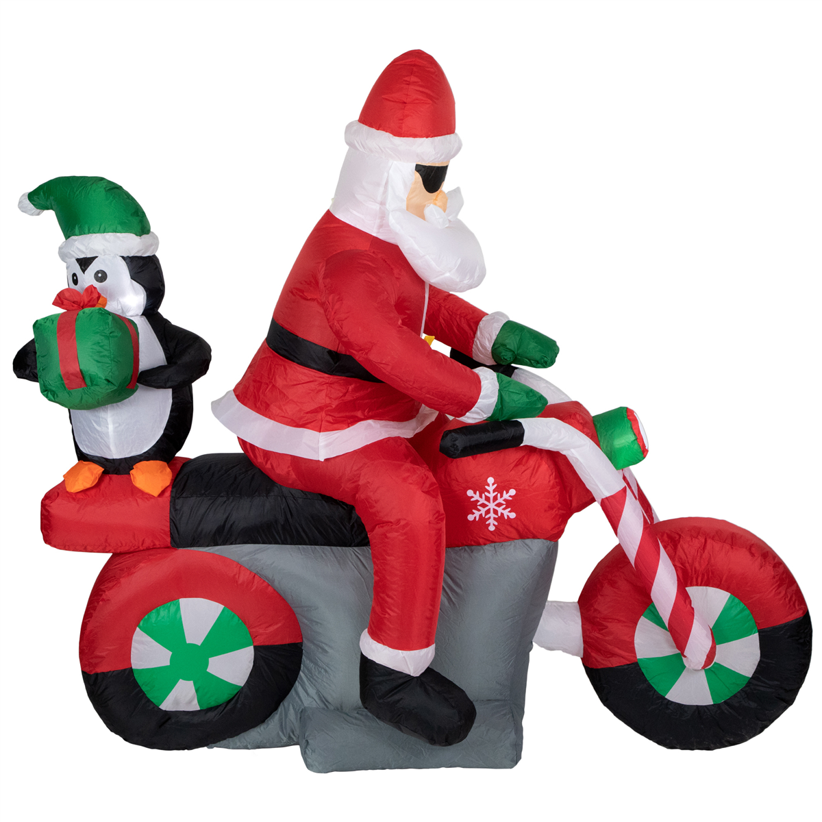 Northlight 5ft Santa & Penguin on Motorcycle Christmas Inflatable