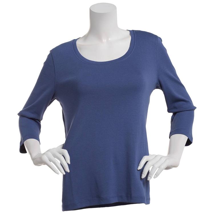 Womens Preswick &amp; Moore® 3/4 Sleeve Scoop Neck Solid Tee
