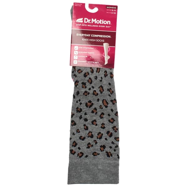 Womens Dr. Motion Leopard Compression Knee High Socks - image 