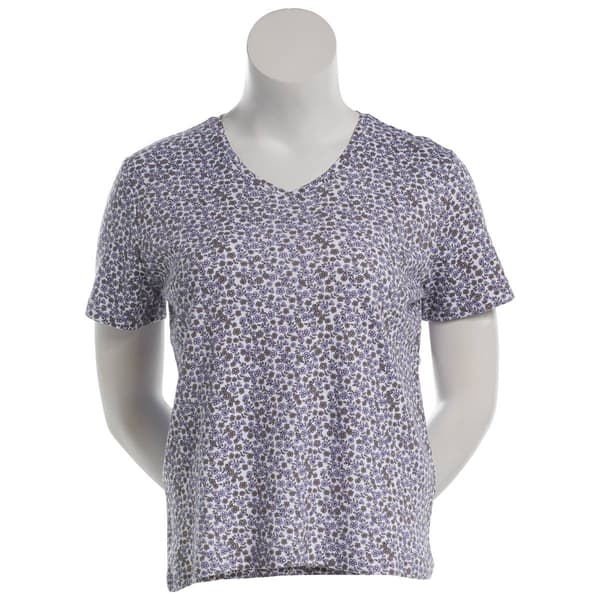 Womens Hasting & Smith Short Sleeve Floral V Neck Tee - image 