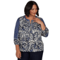 Plus Size Ruby Rd. English Countryside 3/4 Sleeve Foliage Blouse - image 1