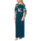 Petite MSK Solid Evening Gown with Foil Floral Overlay - image 3