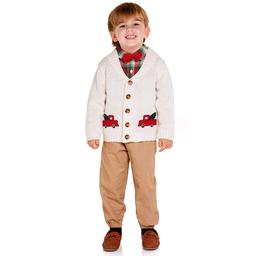 Toddler Boy Little Lad(R) 4pc Christmas Shirt, Cardigan, Pants Set