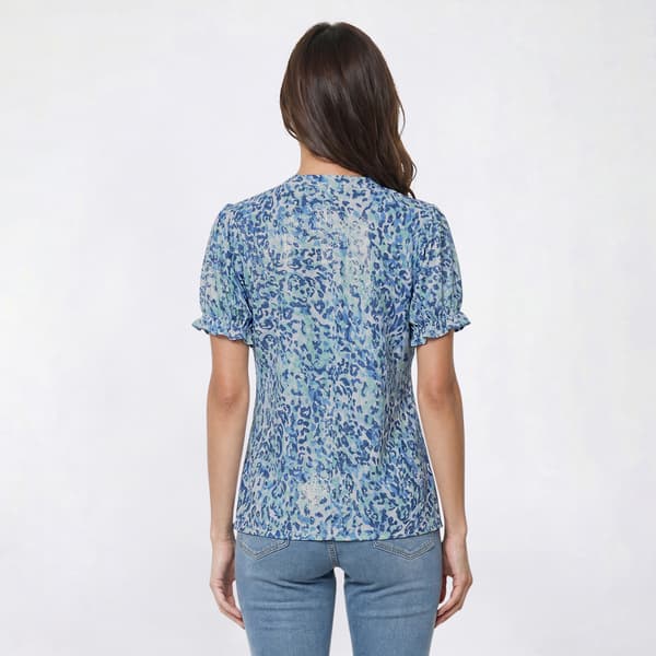 Womens Emily Daniels Foil Leopard Button Front Blouse