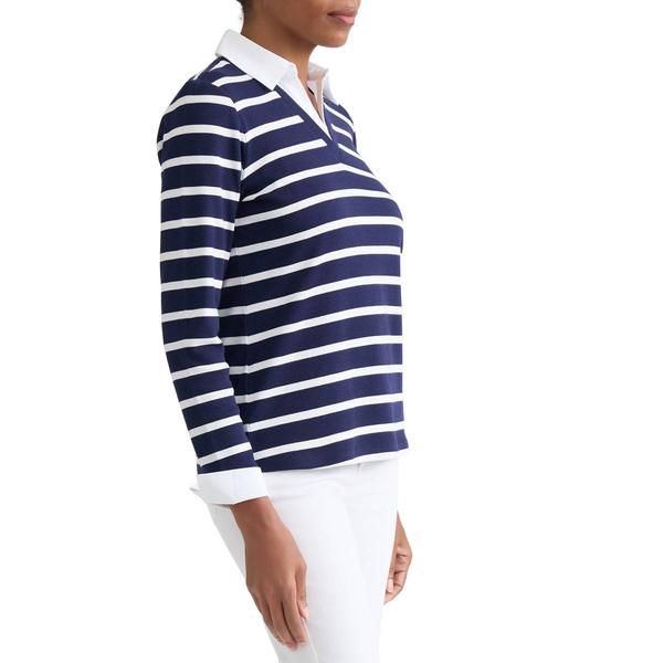 Petite Jones New York Long Sleeve Two in One Stripe Sweater